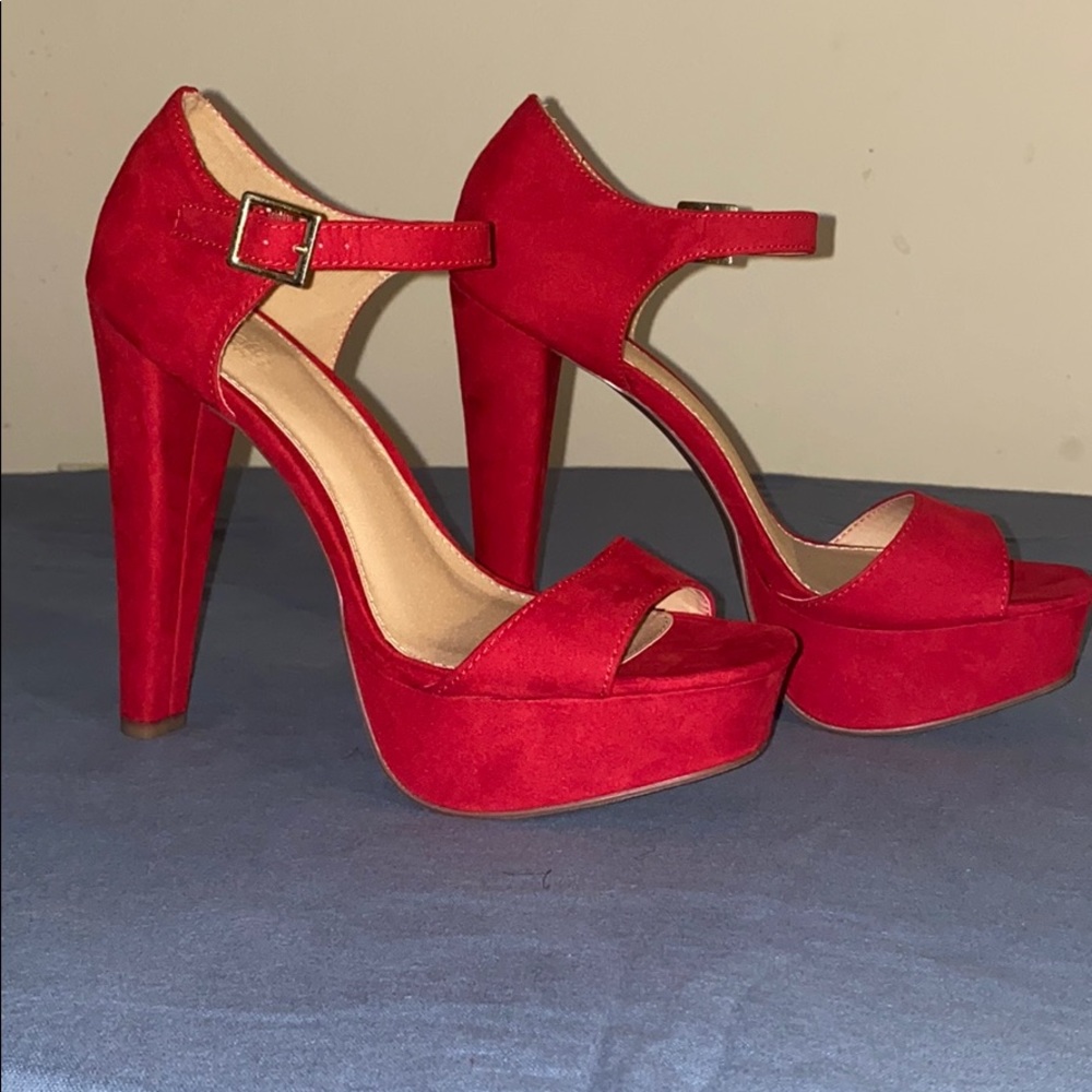 Red platform heels